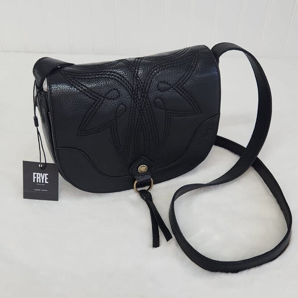 NWT Frye Women's Charlene Leather Small Saddle Bag, Black - Picture 3 of 10